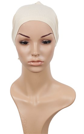 Likralı Bağlı Bone 2509-20  Ekru