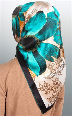 6442-06 ARMİNE İPEK EŞARP 2015 YAZ YEŞİL SİYAH