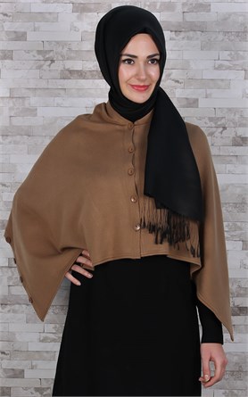 513-0001-07 DÜĞMELİ PANÇO CAMEL