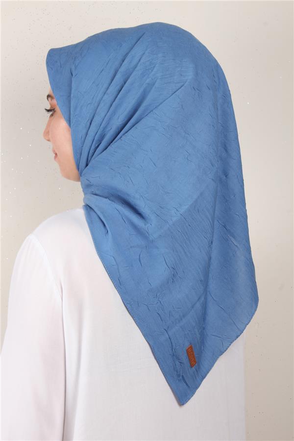 Bambu Kraşlı Eşarp 3081-58 Mavi