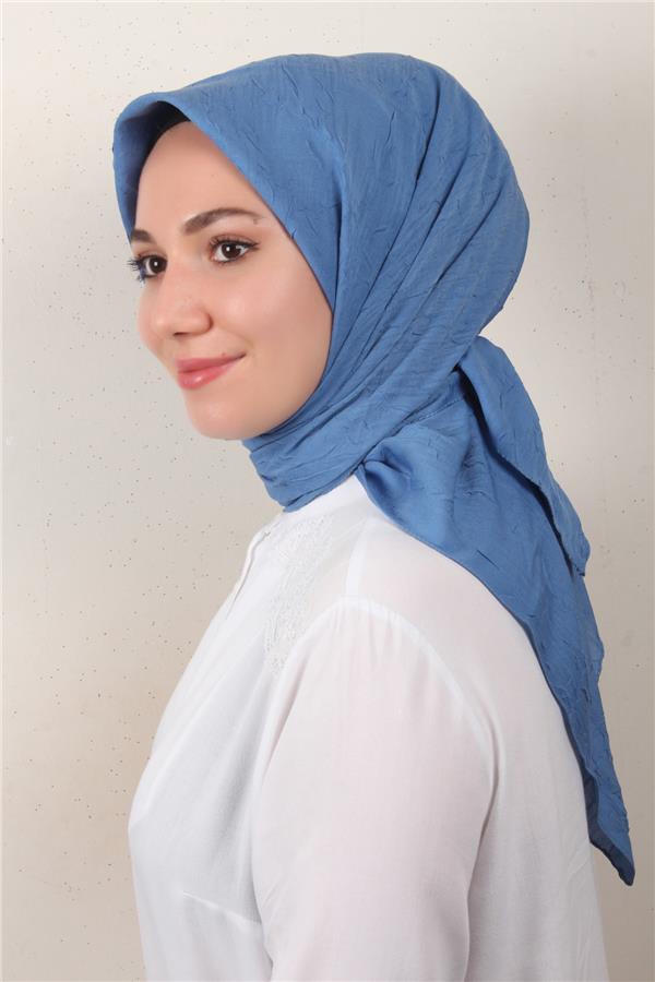 Bambu Kraşlı Eşarp 3081-58 Mavi