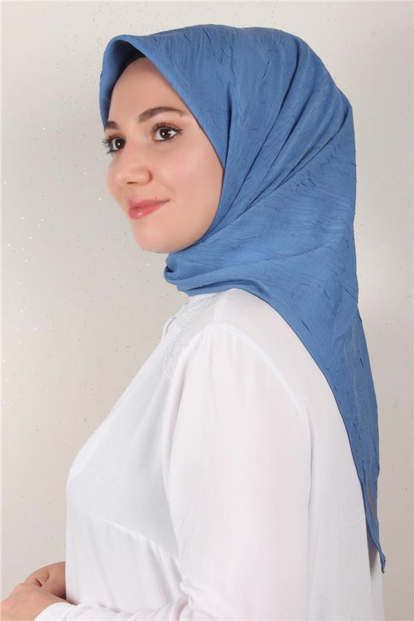 Bambu Kraşlı Eşarp 3081-58 Mavi