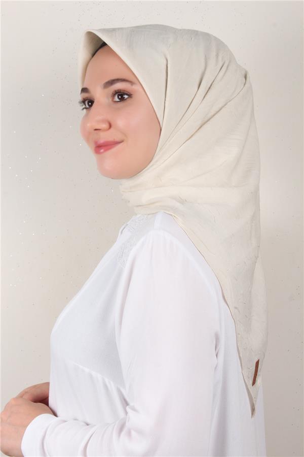 Bambu Kraşlı Eşarp 3081-60 Kemik