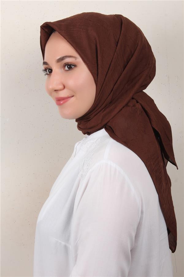 Bambu Kraşlı Eşarp 3081-62 Kahverengi