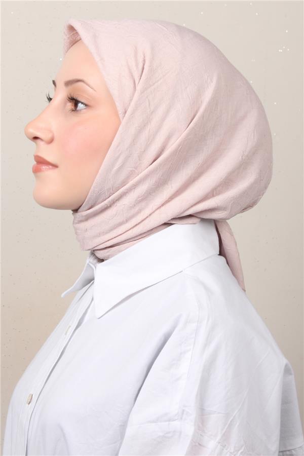 Bambu Kraşlı Eşarp 3081-65 Pudra 