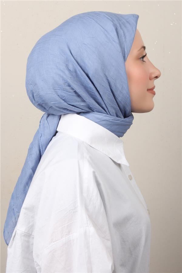 Bambu Kraşlı Eşarp 3081-67 Buz Mavisi 