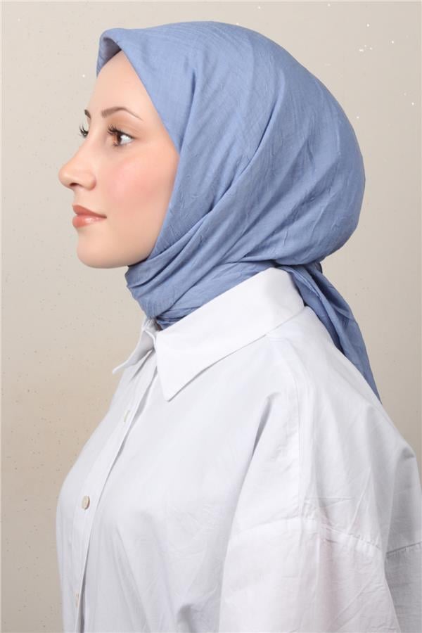 Bambu Kraşlı Eşarp 3081-67 Buz Mavisi 