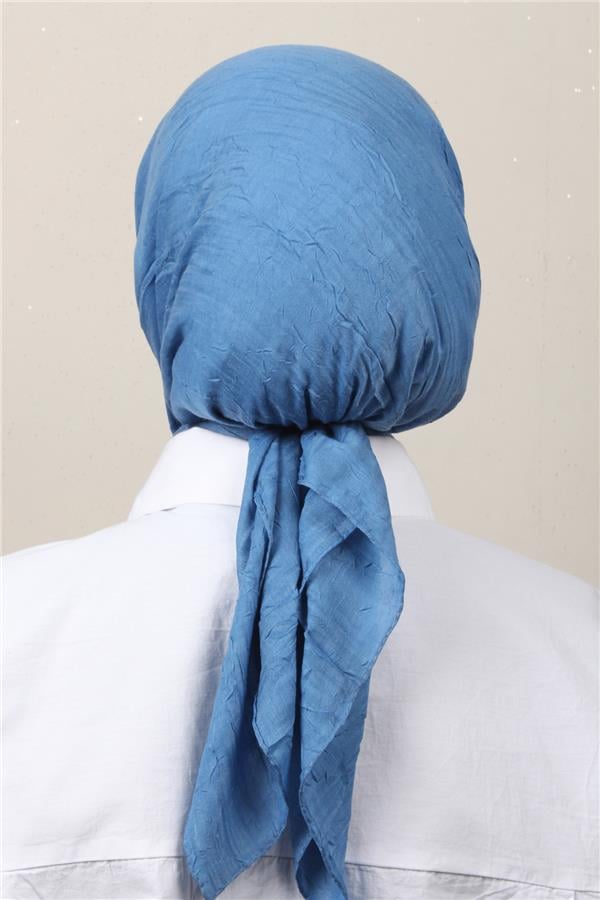 Bambu Kraşlı Eşarp 3081-92 Mavi 