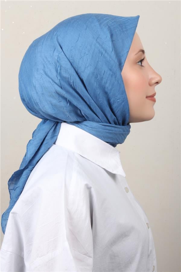 Bambu Kraşlı Eşarp 3081-92 Mavi 