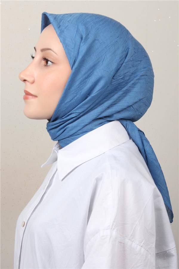 Bambu Kraşlı Eşarp 3081-92 Mavi 