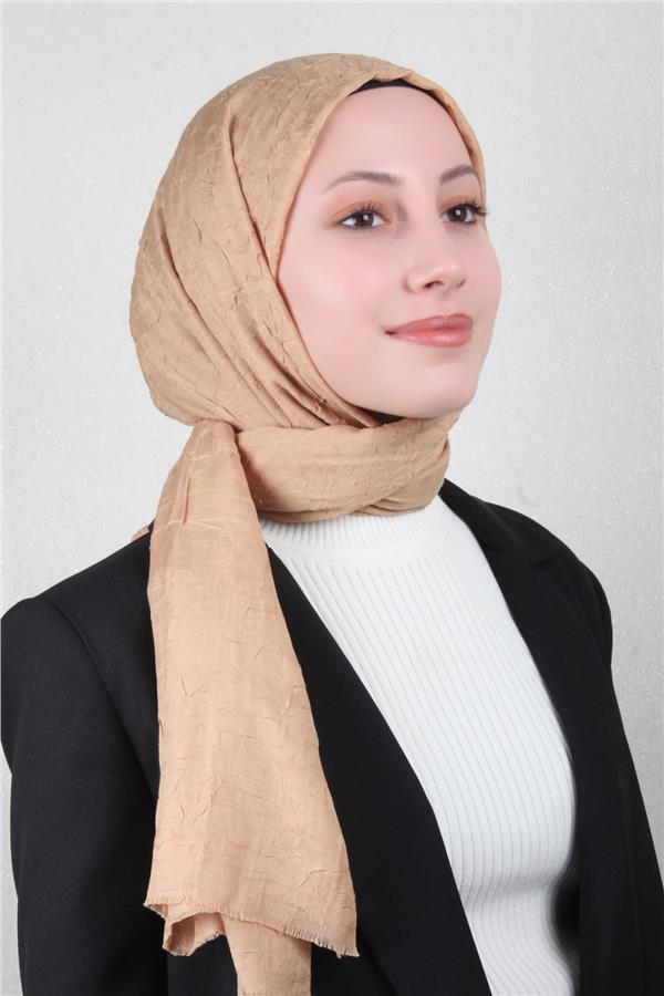 Bambu Kraşlı Şal 2724-102 Karamel