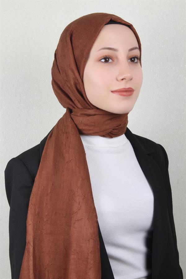 Bambu Kraşlı Şal 2724-109 Kahverengi