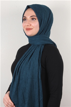 Bambu Kraşlı Şal 2724-110 Petrol Mavisi