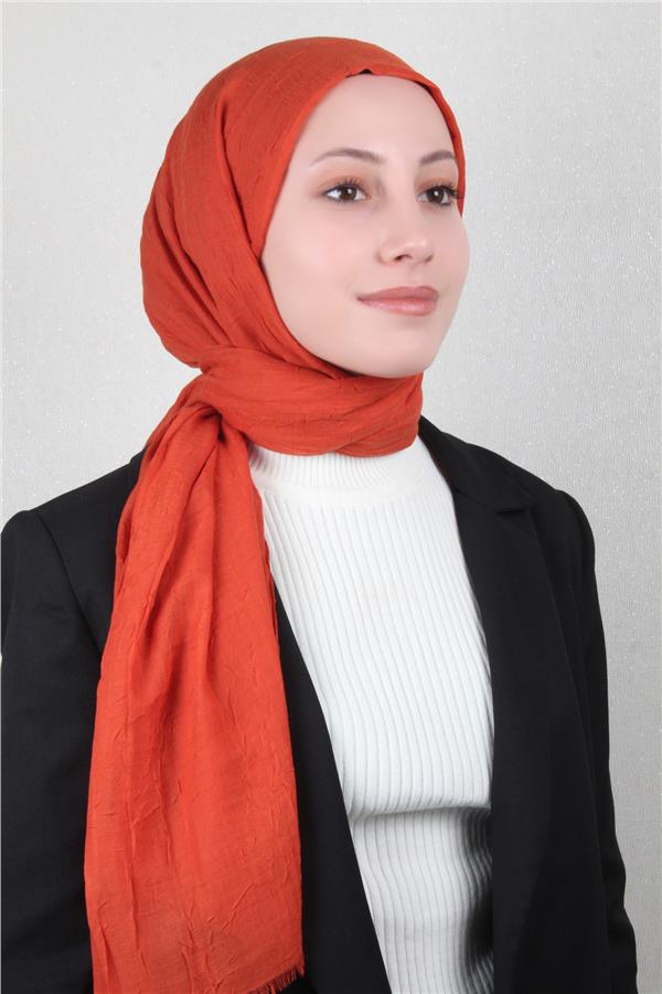 Bambu Kraşlı Şal 2724-123 Yanık Portkal