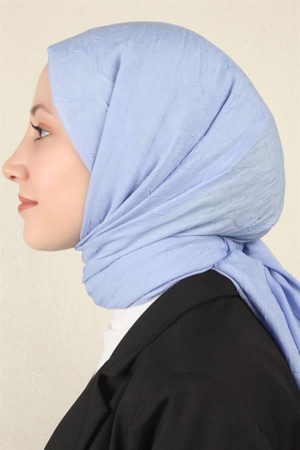 Bambu Kraşlı Şal 2724-124 Bebe Mavisi