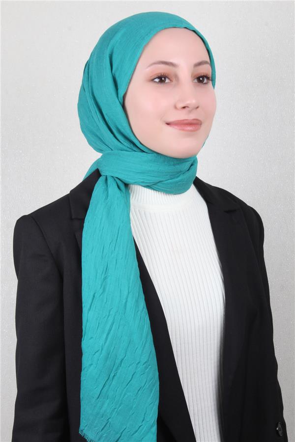 Bambu Kraşlı Şal 2724-125 Turkuaz