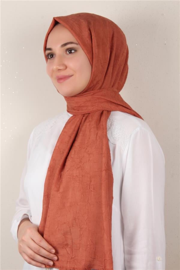 Bambu Kraşlı Şal 2724-127 Koyu Şeftali