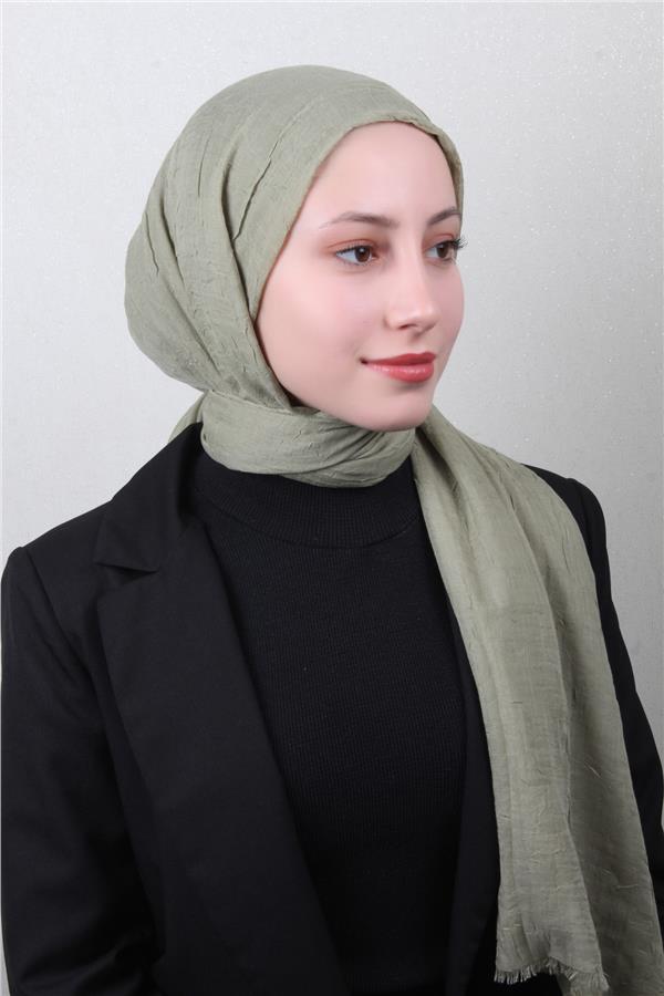 Bambu Kraşlı Şal 2724-129 Çağla Yeşili