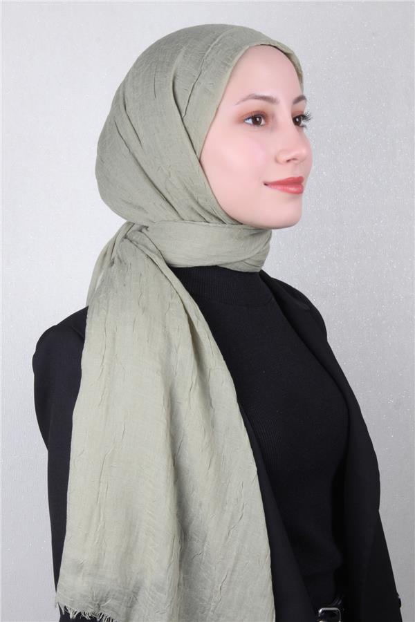 Bambu Kraşlı Şal 2724-129 Çağla Yeşili