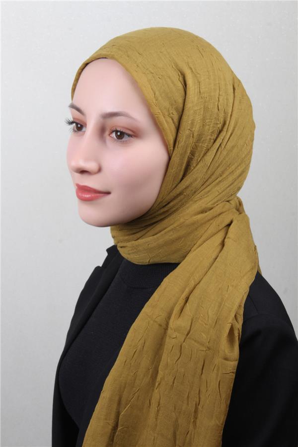 Bambu Kraşlı Şal 2724-130 Koyu Yağ Yeşili