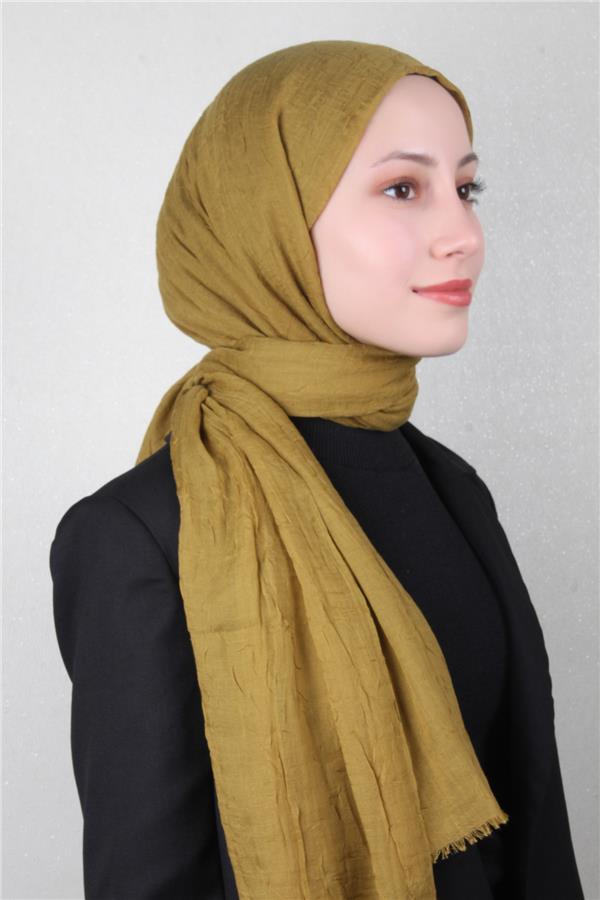 Bambu Kraşlı Şal 2724-130 Koyu Yağ Yeşili