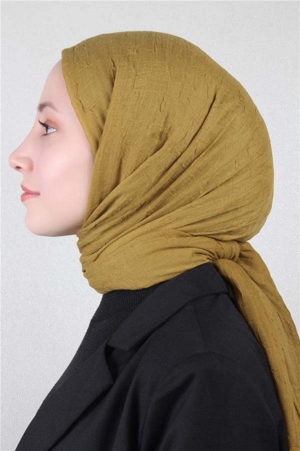 Bambu Kraşlı Şal 2724-130 Koyu Yağ Yeşili