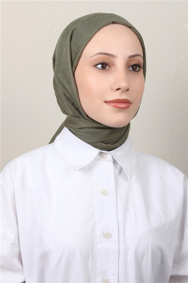 Bambu Kraşlı Şal 2724-134 Haki 