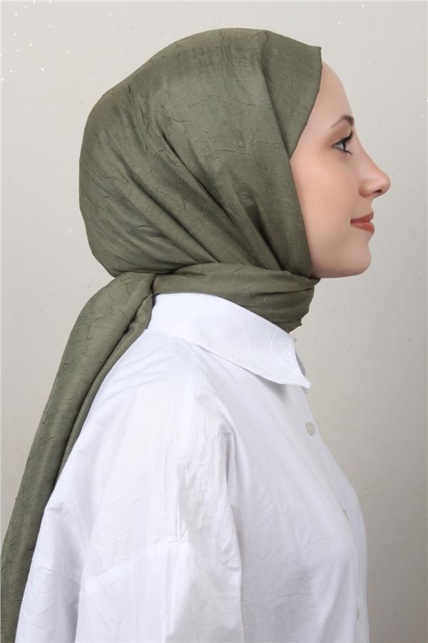 Bambu Kraşlı Şal 2724-134 Haki 