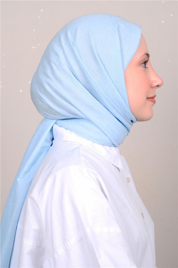 Bambu Kraşlı Şal 2724-147 Bebe Mavisi 