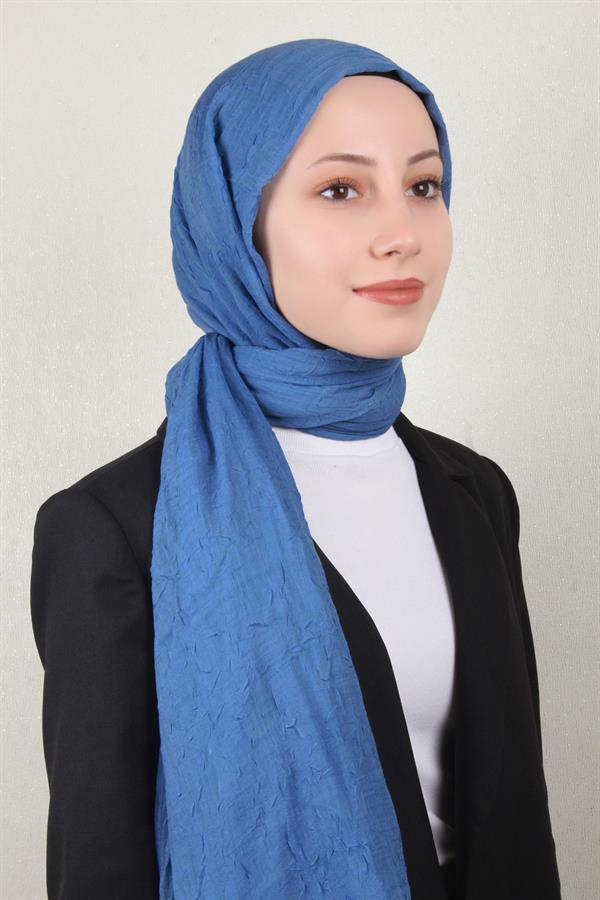 Bambu Kraşlı Şal 2724-23 İndigo
