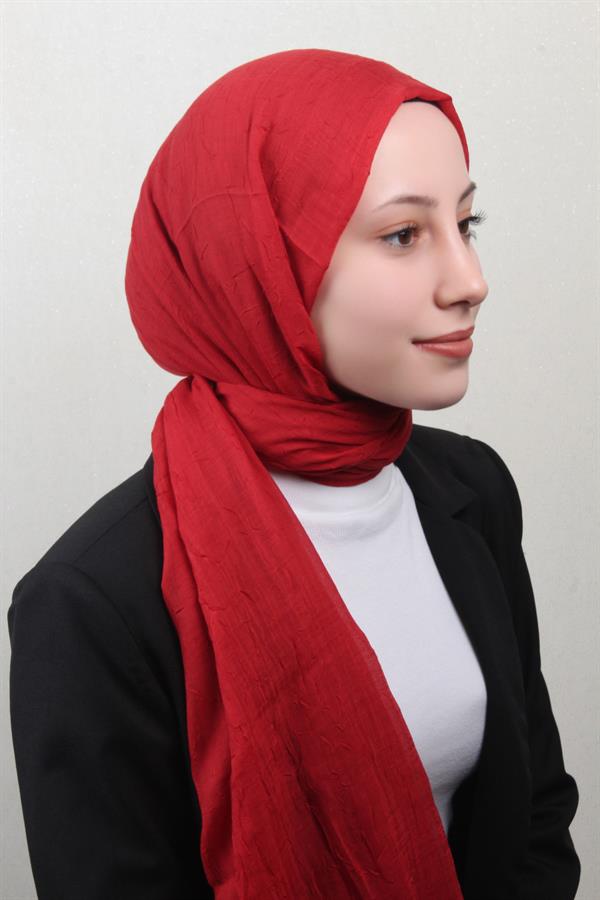 Bambu Kraşlı Şal 2724-37 Kırmızı