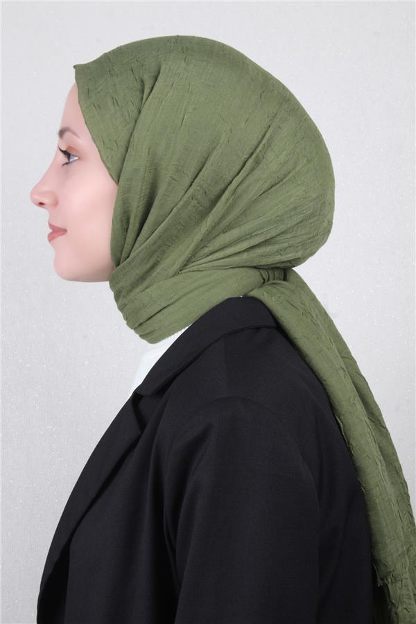 Bambu Kraşlı Şal 2724-44 Yağ Yeşili