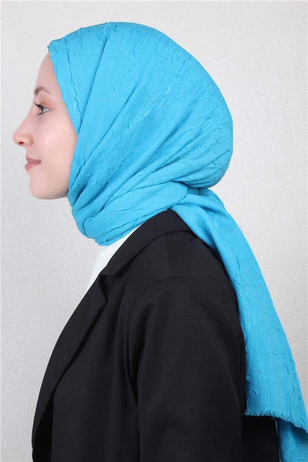 Bambu Kraşlı Şal 2724-56 Mavi