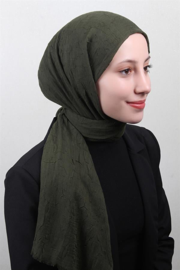 Bambu Kraşlı Şal 2724-7 Çam Yeşili