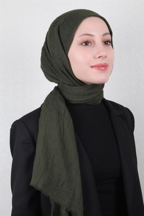 Bambu Kraşlı Şal 2724-7 Çam Yeşili