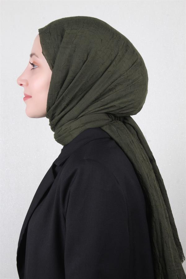 Bambu Kraşlı Şal 2724-7 Çam Yeşili