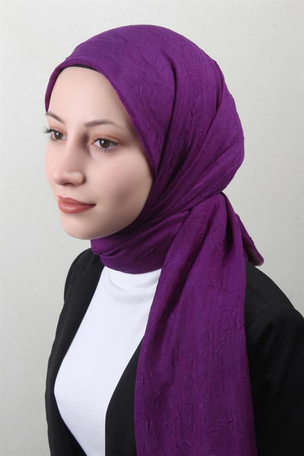 Bambu Kraşlı Şal 2724-83 Mor