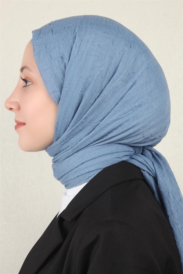Bambu Kraşlı Şal 2724-88 Açık Mavi