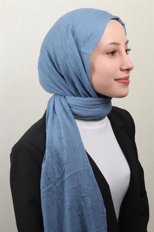 Bambu Kraşlı Şal 2724-88 Açık Mavi