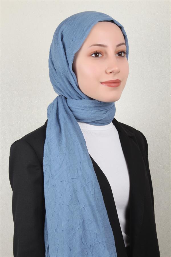 Bambu Kraşlı Şal 2724-88 Açık Mavi