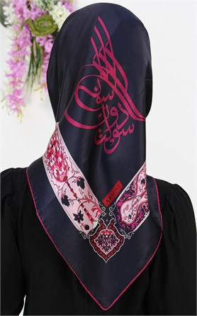 5552-22 ARMİNE İPEK LACİVERT FUŞYA