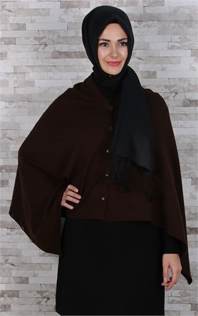 513-0001-09 DÜĞMELİ PANÇO KAHVERENGİ