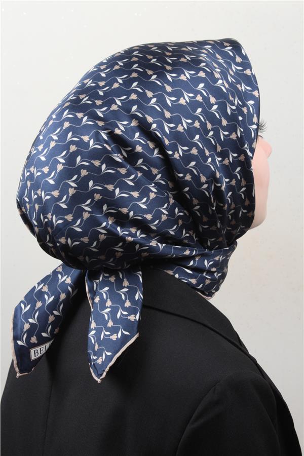 Belli Twil İpek Eşarp 4001-80 Lacivert