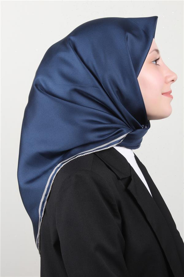 Belli Twill İpek Eşarp 40009-12 Lacivert