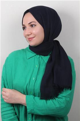 Bürümcük İnce Şal 3093-11 Lacivert
