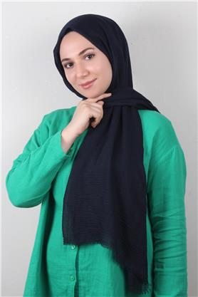 Bürümcük İnce Şal 3093-11 Lacivert