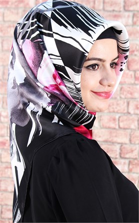 5738-02 ARMİNE İPEK SİYAH PEMBE