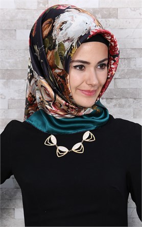 3865-27 ARMİNE İPEK YEŞİL SİYAH