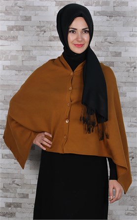 513-0001-10 DÜĞMELİ PANÇO HARDAL