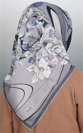 Piramit Krep Eşarp 116-0003-04 Gri